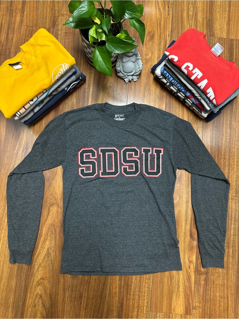 UNISEX SMALL SDSU Long Sleeve Gray Graphic Tee